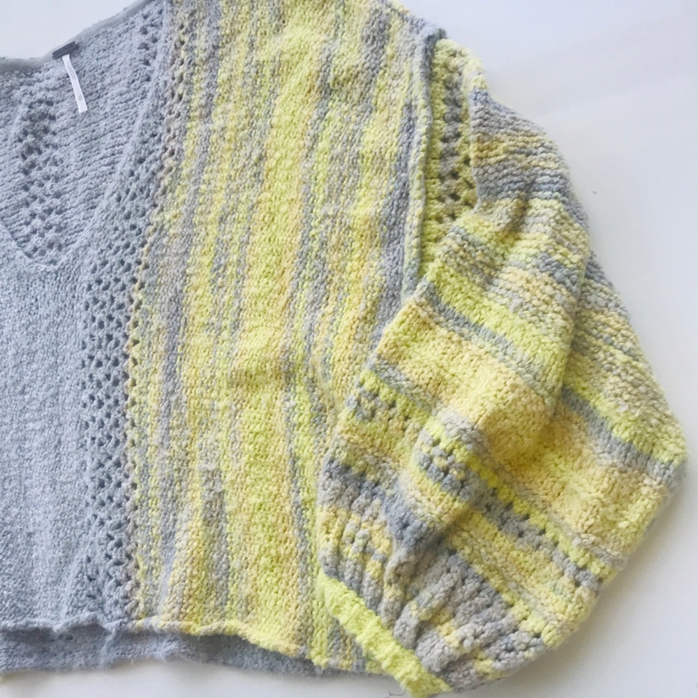 Free People Soft Chunky Crop V neck Sweater Sz XS - Picture 5 of 7